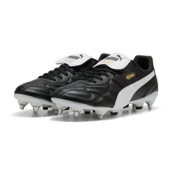 PUMA King Top IJzeren-Nop Voetbalschoenen (SG) Zwart Wit Goud