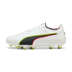 PUMA King 20 Ultimate Gras / Kunstgras Voetbalschoenen (MG) Wit Felrood Neongeel