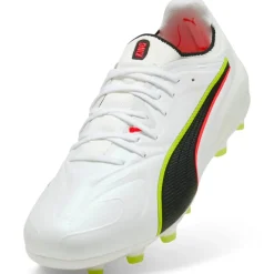 PUMA King 20 Ultimate Gras / Kunstgras Voetbalschoenen (MG) Wit Felrood Neongeel
