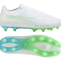 PUMA KING 20 Ultimate Gras / Kunstgras Voetbalschoenen (MG) Wit Felblauw Felgroen Zilver
