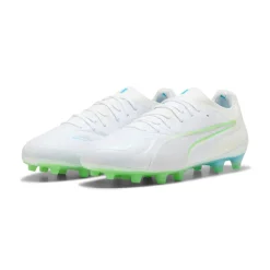 PUMA KING 20 Ultimate Gras / Kunstgras Voetbalschoenen (MG) Wit Felblauw Felgroen Zilver