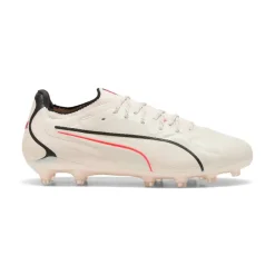 PUMA King 20 Ultimate Gras / Kunstgras Voetbalschoenen (MG) Gebroken Wit Zwart Rood