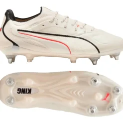 PUMA King 20 Ultimate IJzeren-Nop Voetbalschoenen (SG) Gebroken Wit Zwart Rood