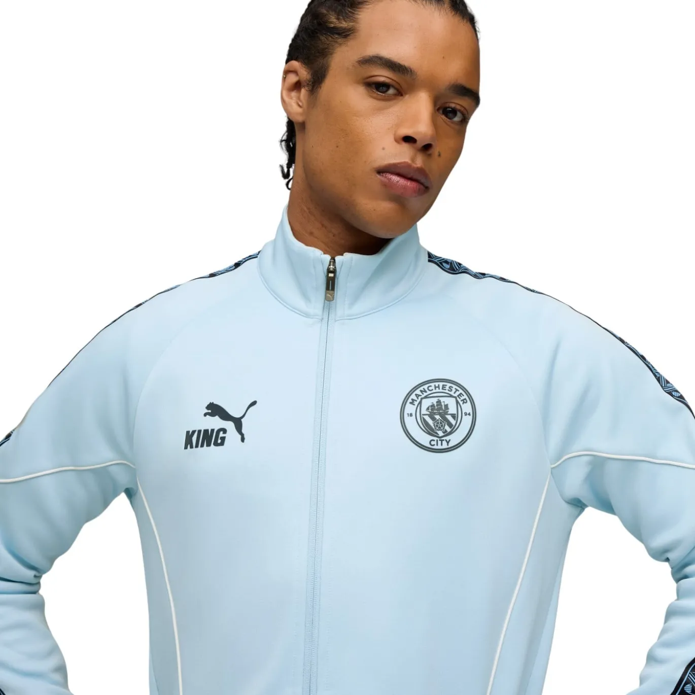 PUMA Manchester City Pre-Match KING Anthem Trainingsjack 2025-2026 Lichtblauw Donkerblauw