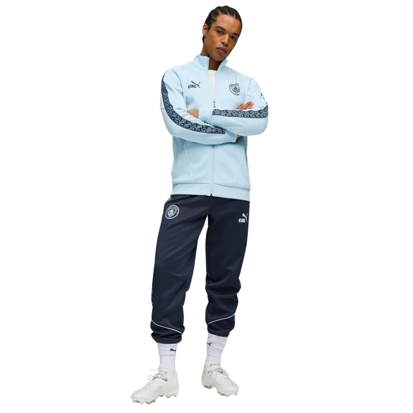 PUMA Manchester City Pre-Match KING Anthem Trainingsjack 2025-2026 Lichtblauw Donkerblauw