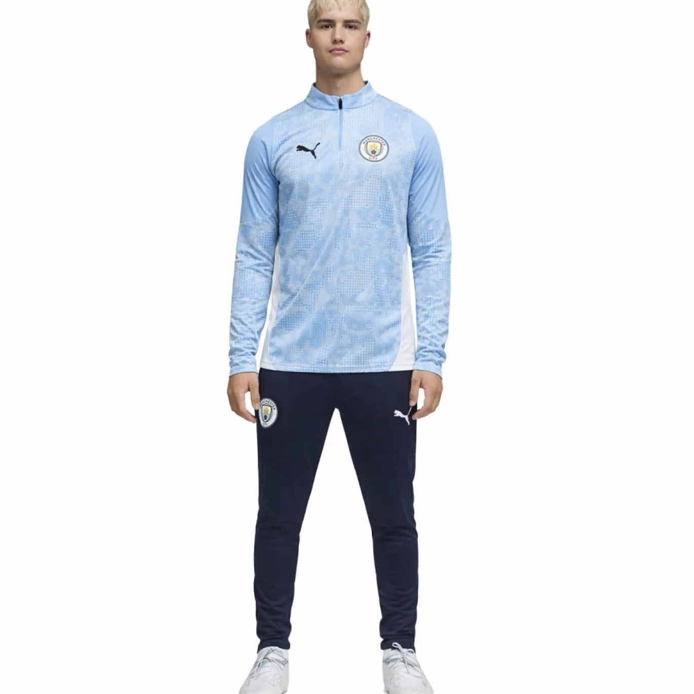 PUMA Manchester City Trainingspak 1/4-Zip 2025-2026 Lichtblauw Donkerblauw Wit