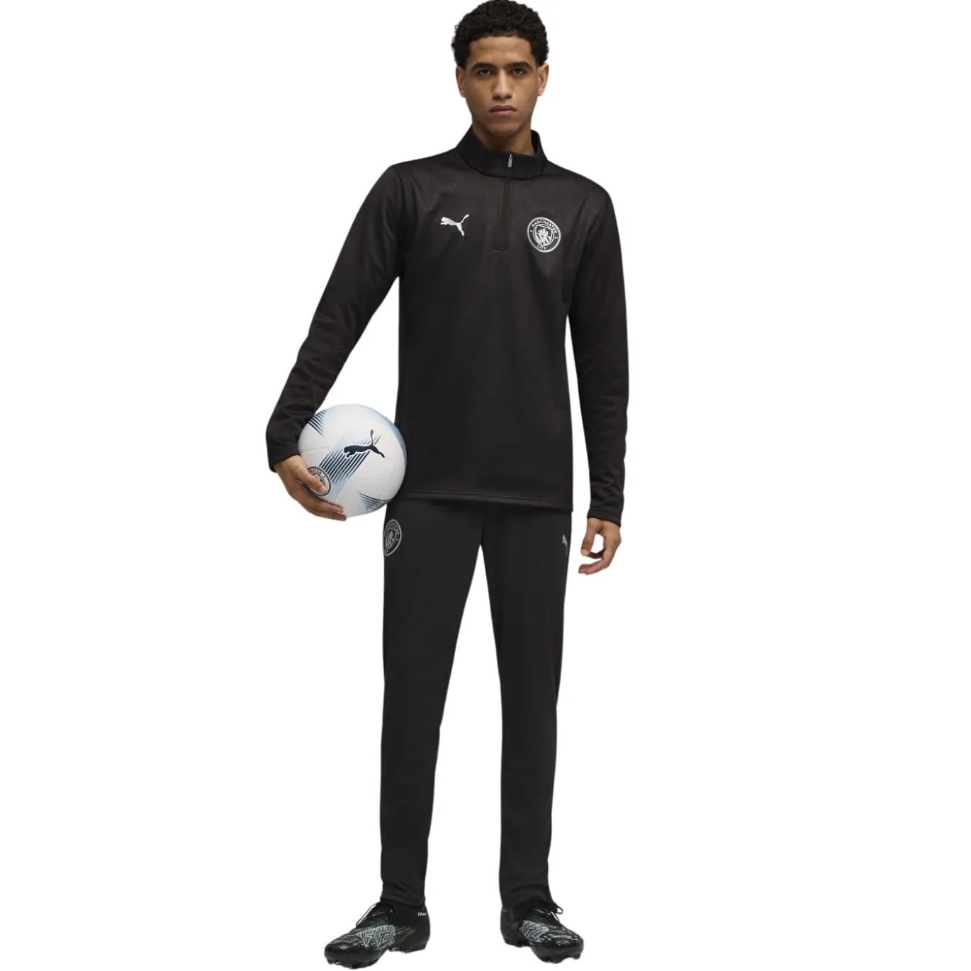 PUMA Manchester City Trainingspak 1/4-Zip 2025-2026 Zwart Zilver