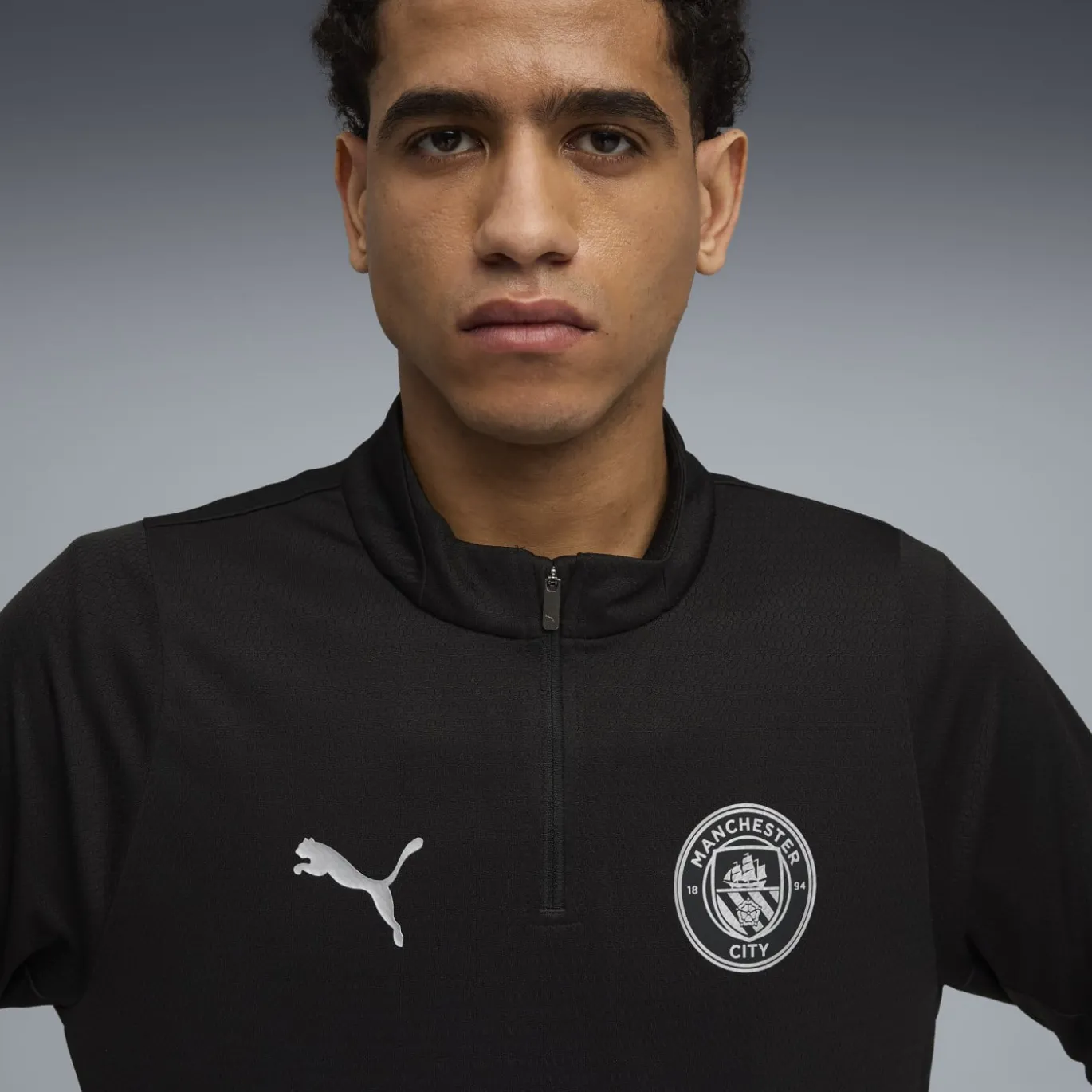 PUMA Manchester City Trainingspak 1/4-Zip 2025-2026 Zwart Zilver