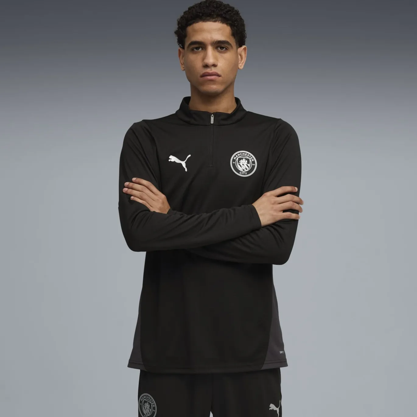 PUMA Manchester City Trainingspak 1/4-Zip 2025-2026 Zwart Zilver