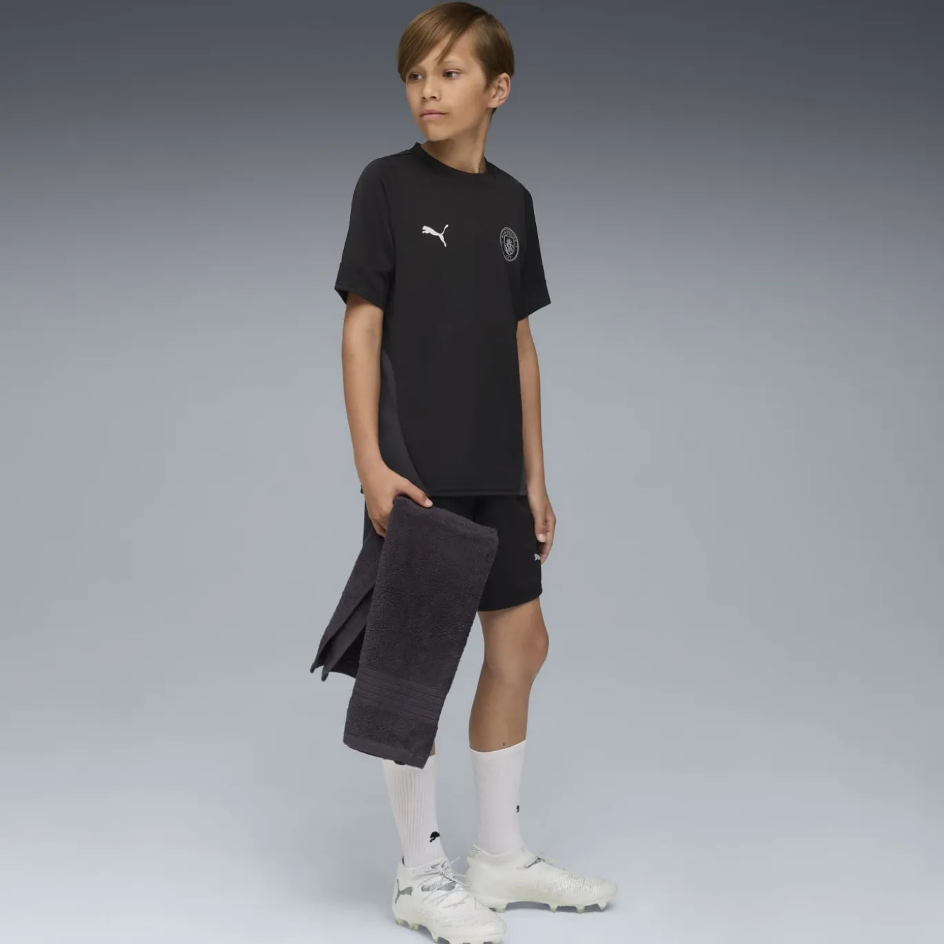 PUMA Manchester City Trainingsshirt 2025-2026 Kids Zwart Wit