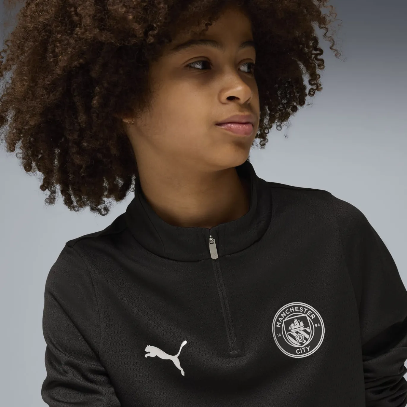 PUMA Manchester City Trainingspak 1/4-Zip 2025-2026 Kids Zwart Zilver