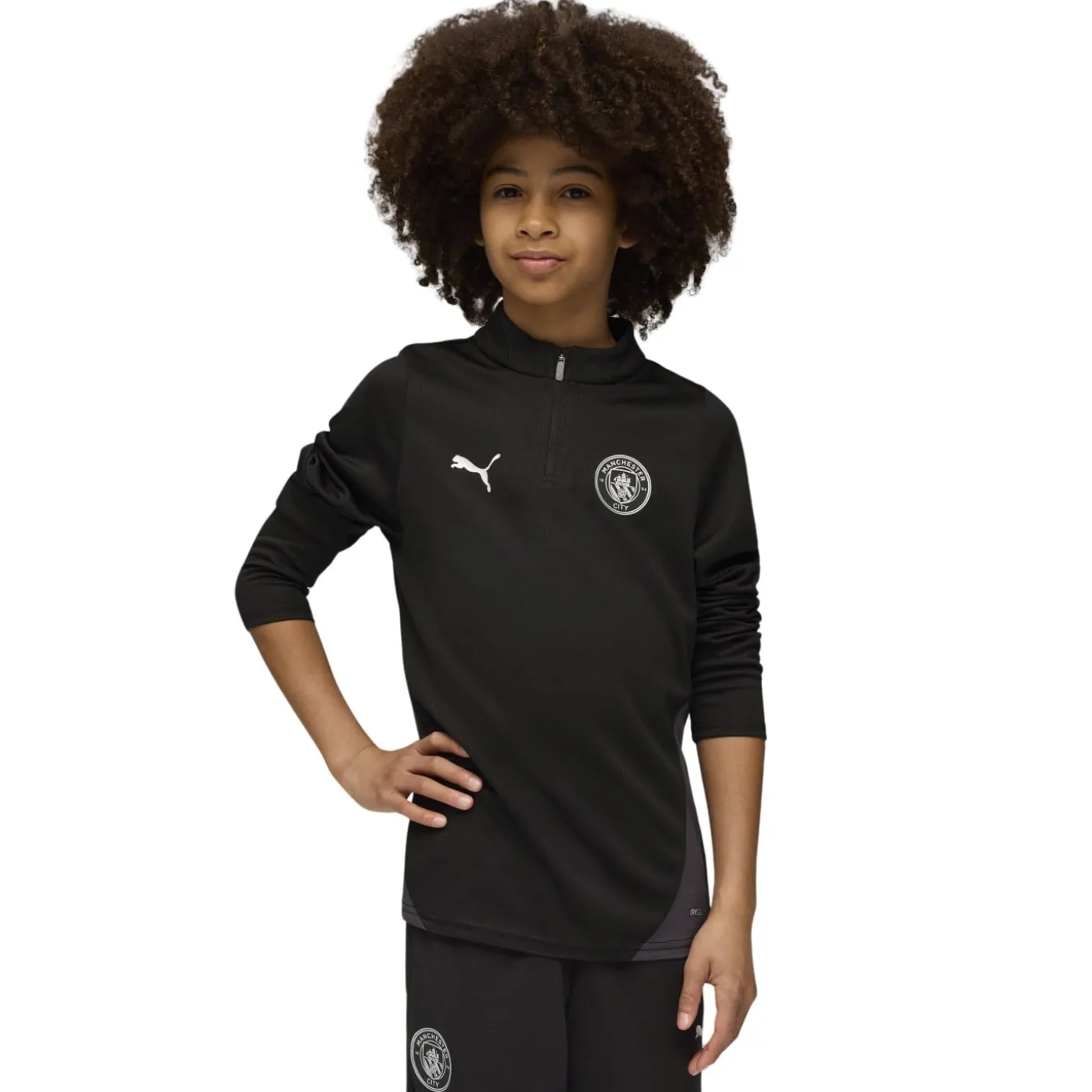 PUMA Manchester City Trainingstrui 1/4-Zip 2025-2026 Kids Zwart Zilver