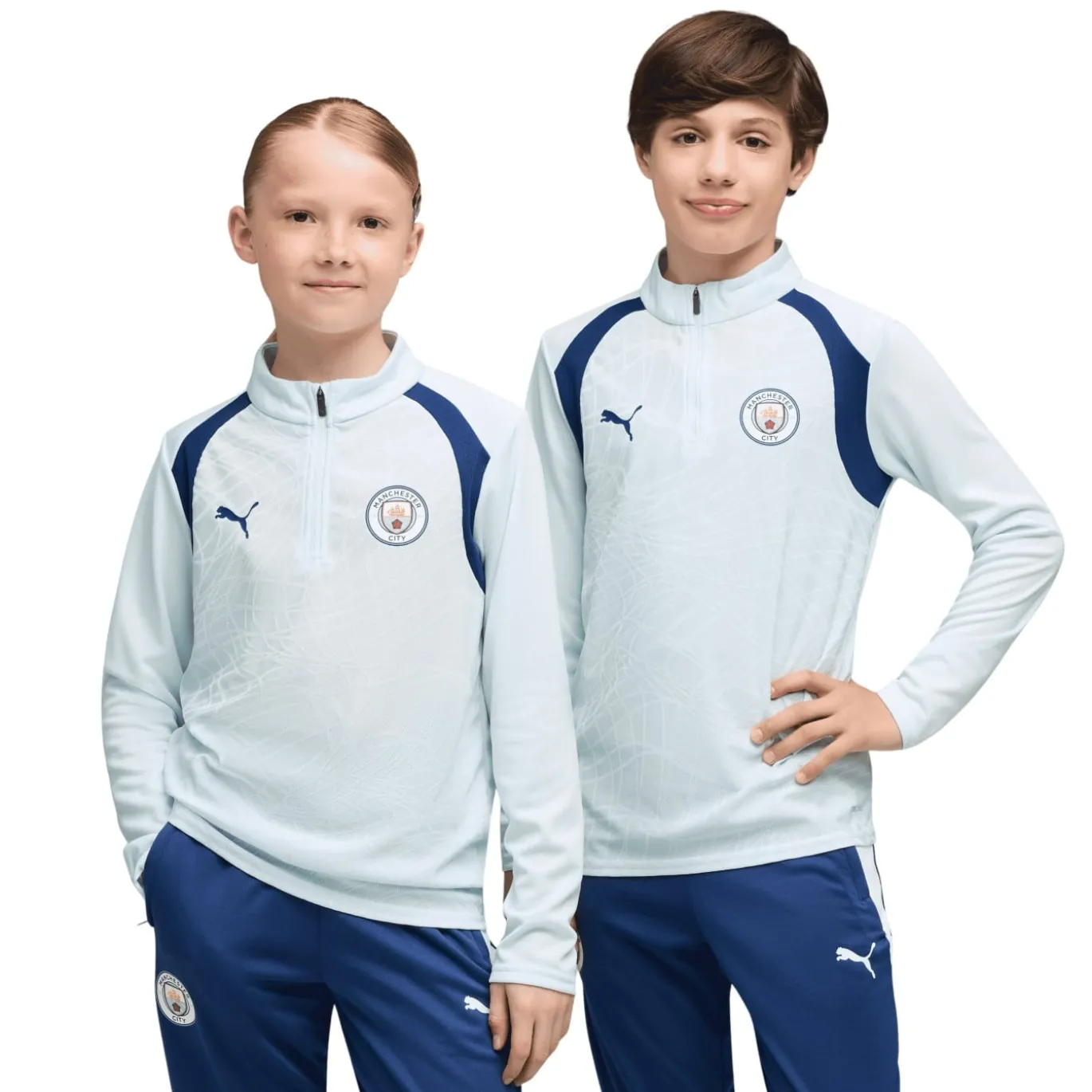 PUMA Manchester City Trainingstrui 1/4-Zip 2026-2027 Kids Lichtblauw Donkerblauw
