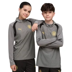 PUMA Manchester City Trainingstrui 1/4-Zip 2026-2027 Kids Donkergrijs Zwart Goudgeel