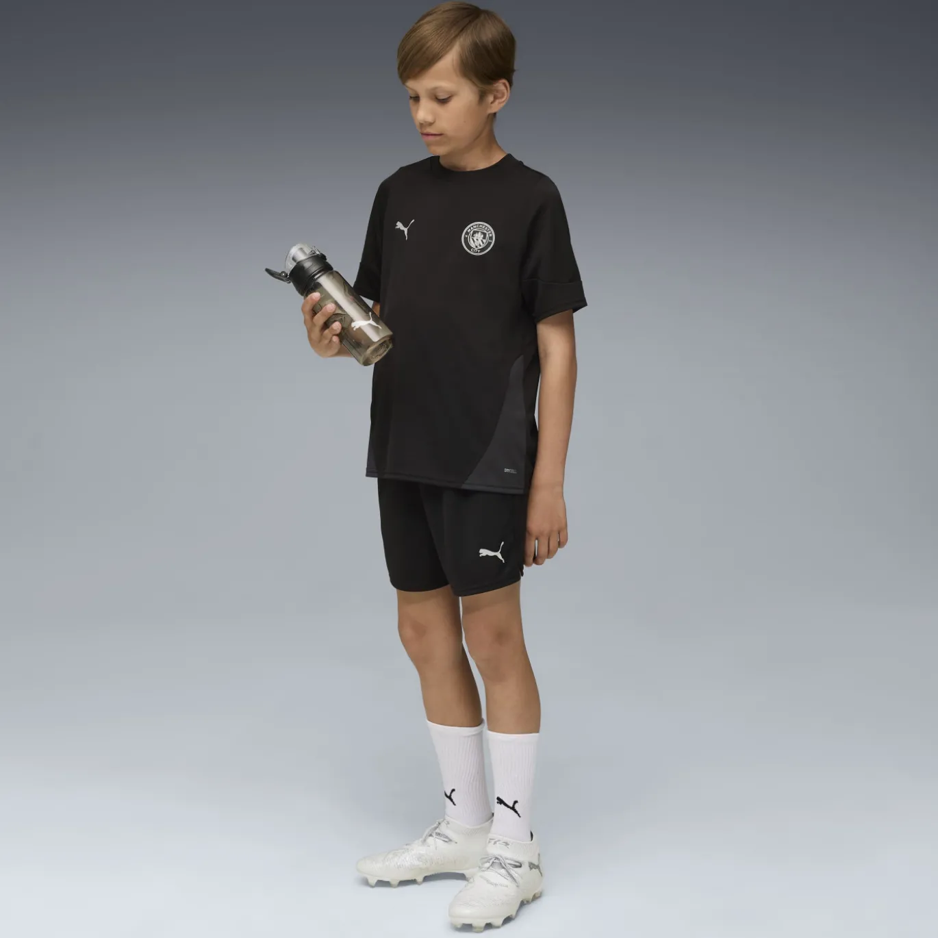 PUMA Manchester City Trainingsbroekje 2025-2026 Kids Zwart Zilver