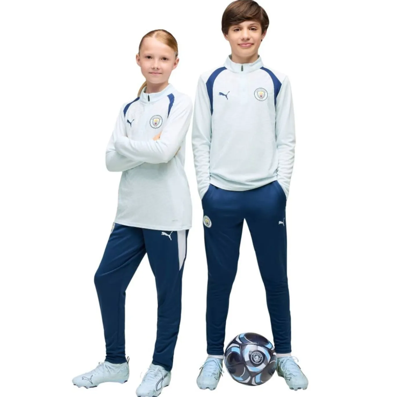 PUMA Manchester City Trainingspak 1/4-Zip 2026-2027 Kids Lichtblauw Donkerblauw