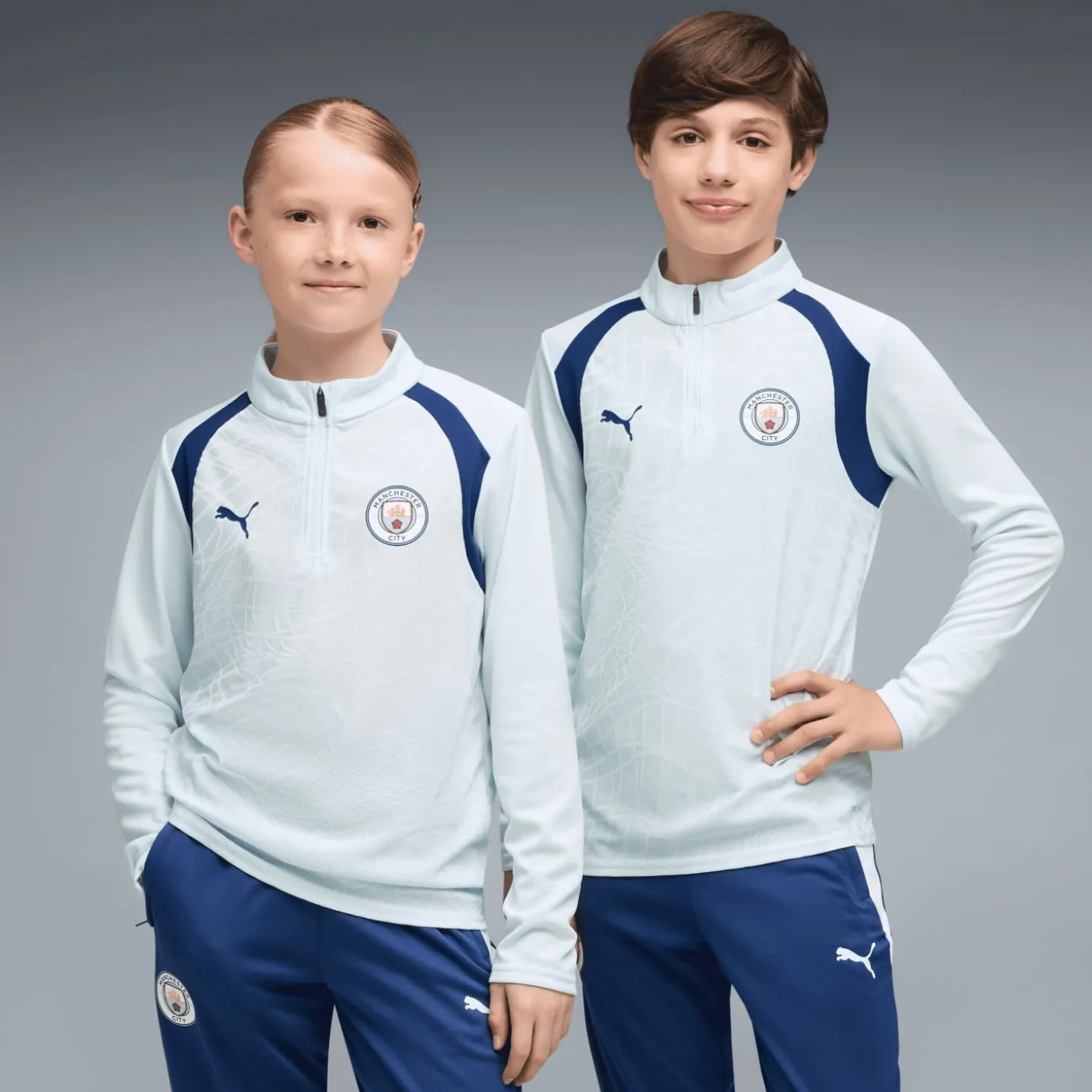 PUMA Manchester City Trainingspak 1/4-Zip 2026-2027 Kids Lichtblauw Donkerblauw