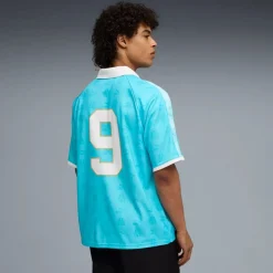 PUMA Olympique Marseille KING T-Shirt Retro Lichtblauw Wit Goud