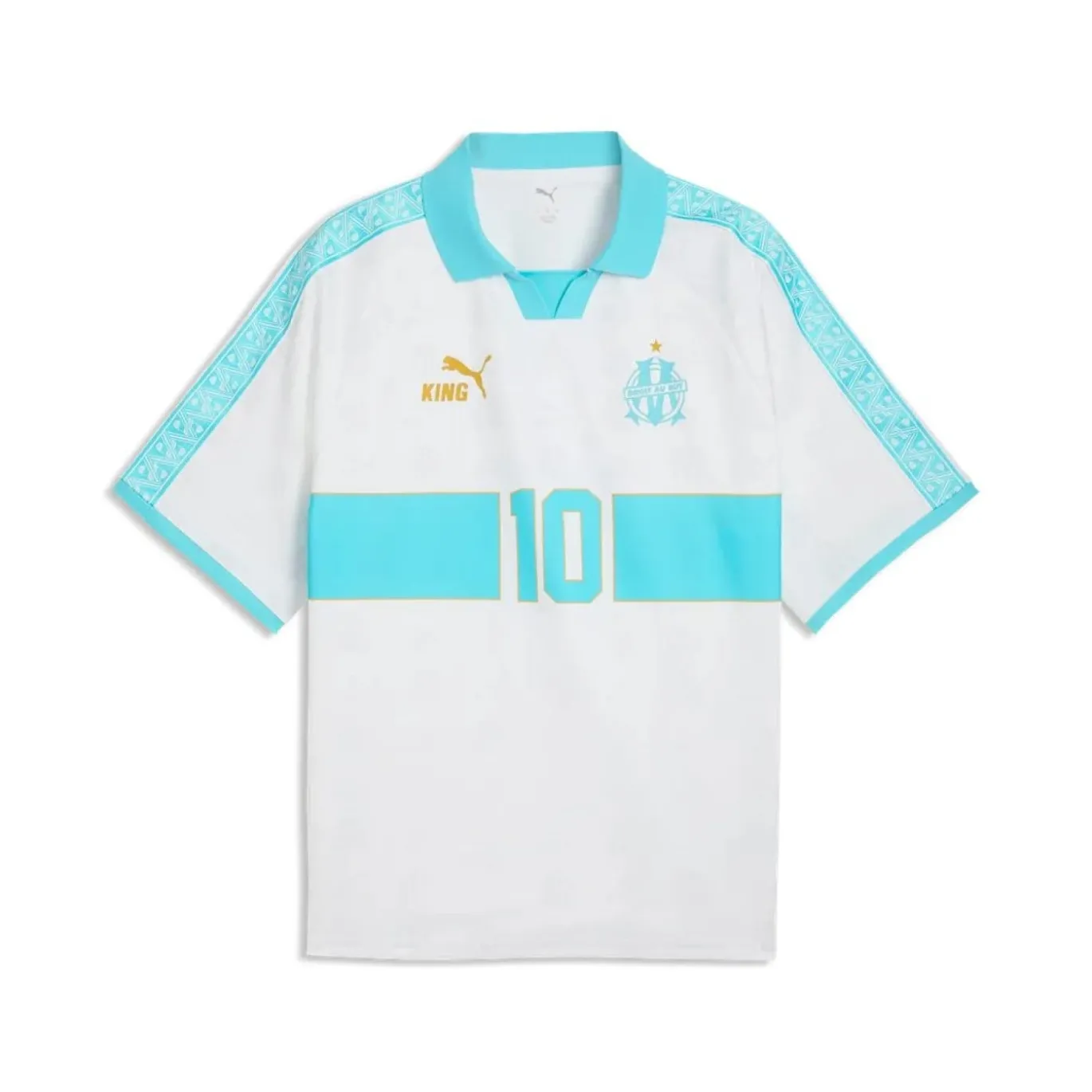 PUMA Olympique Marseille KING T-Shirt Retro Wit Lichtblauw Goud