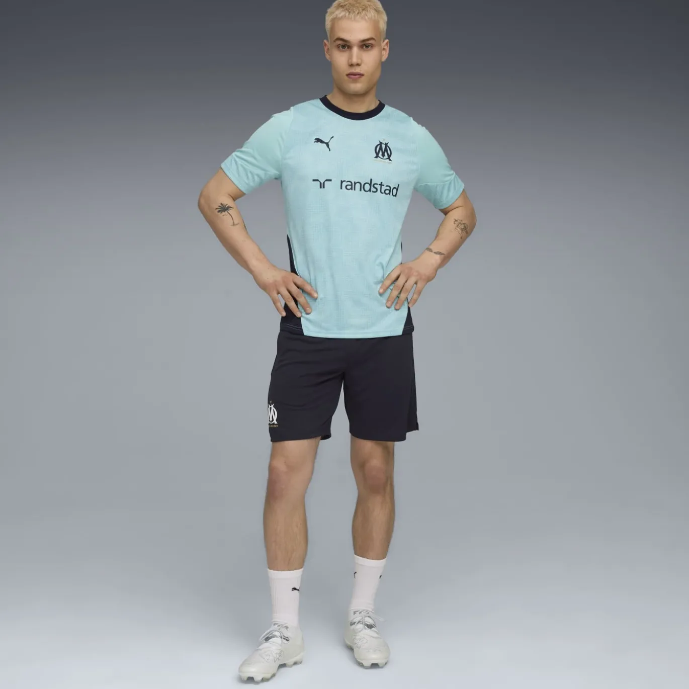 PUMA Olympique Marseille Trainingsshirt 2025-2026 Lichtblauw Donkerblauw