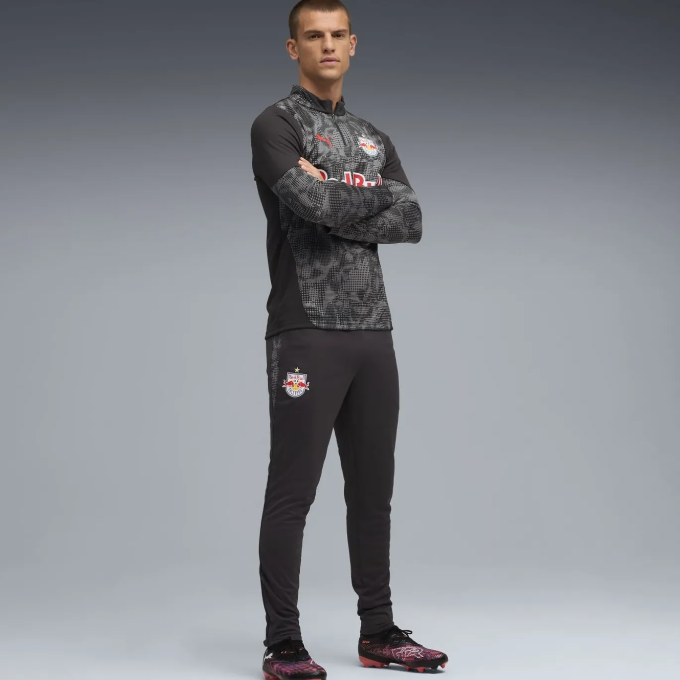 PUMA Red Bull Salzburg Trainingsbroek 2025-2026 Donkergrijs Zwart Rood