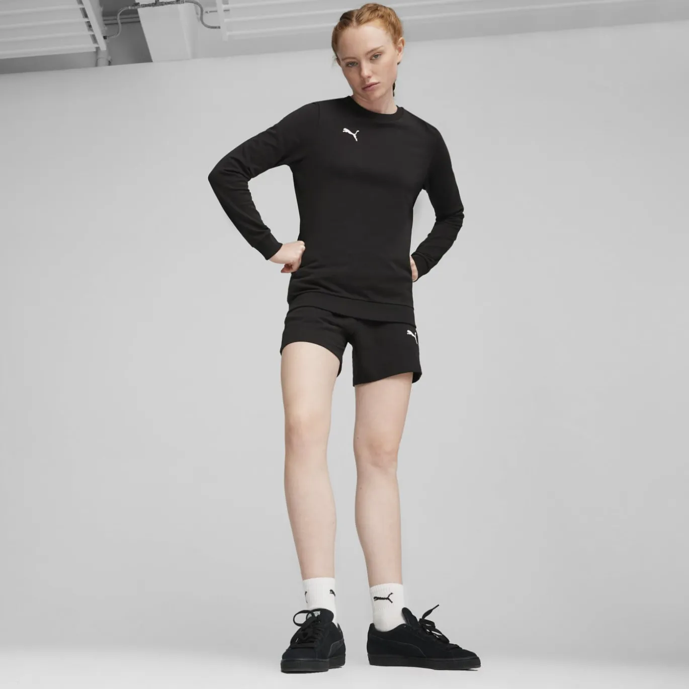 PUMA teamGOAL Casuals Crew Sweater Dames Zwart Wit