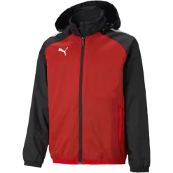 PUMA teamLIGA All Weather Jacket Kids Rood Zwart
