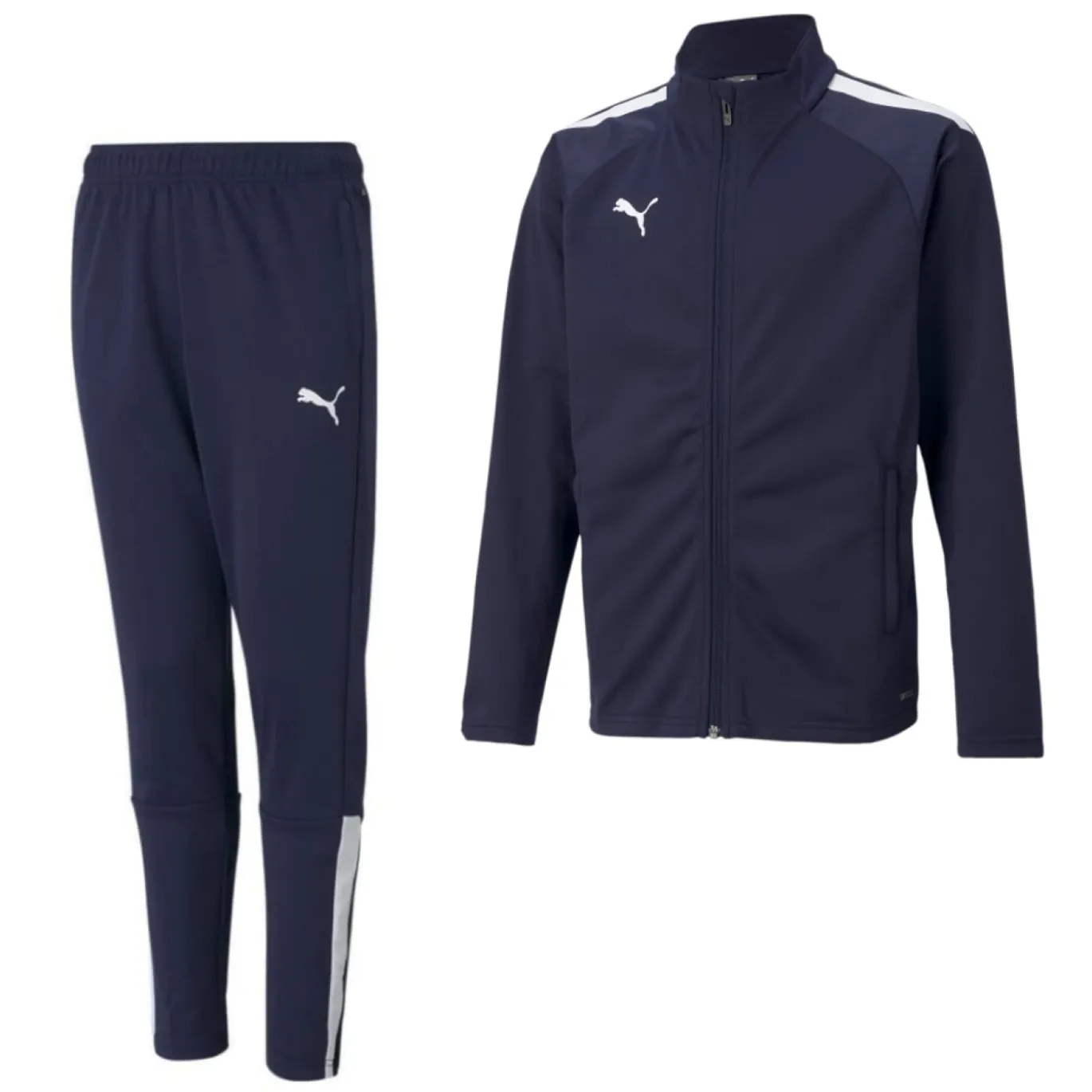 PUMA teamLIGA Full-Zip Trainingspak Kids Donkerblauw Zwart