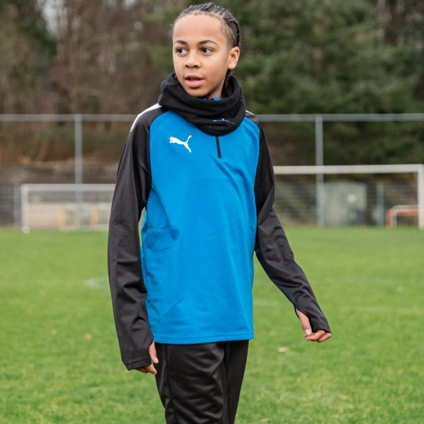 PUMA teamLIGA Trainingstrui 1/4-Zip Kids Blauw Zwart