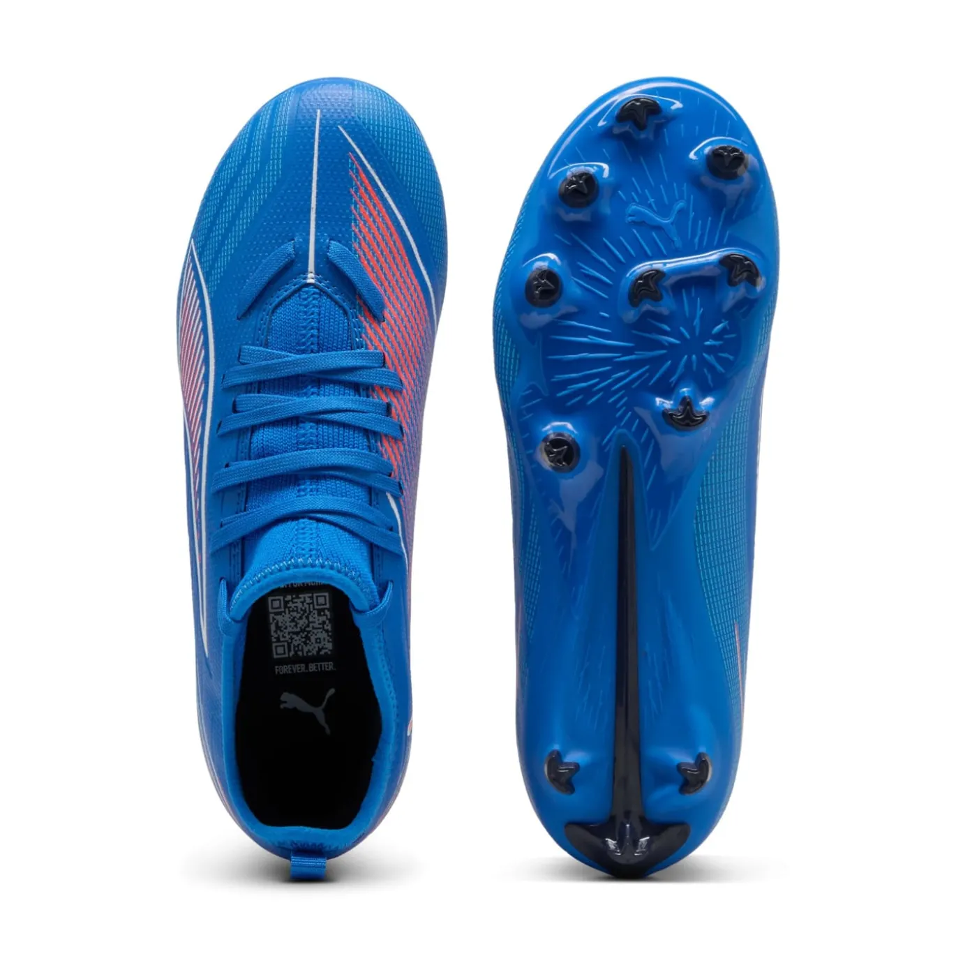 PUMA Ultra 6 Match Gras / Kunstgras Voetbalschoenen (MG) Kids Blauw Wit Felrood