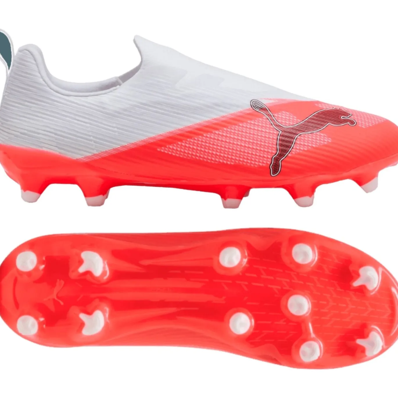 PUMA Ultra 7 Match Veterloze Gras / Kunstgras Voetbalschoenen (MG) Kids Wit Felrood Zwart