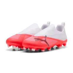 PUMA Ultra 7 Match Veterloze Gras / Kunstgras Voetbalschoenen (MG) Kids Wit Felrood Zwart
