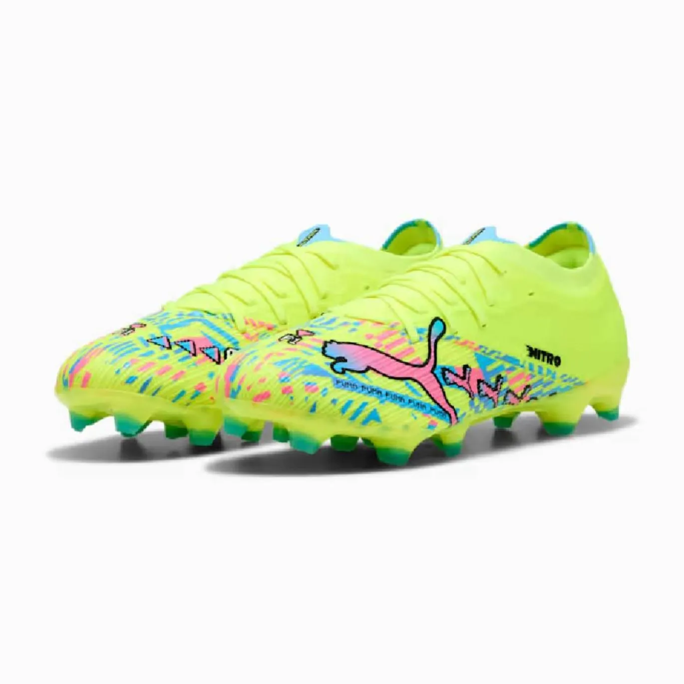 PUMA Ultra Nitro 7 Match ADV Gras / Kunstgras Voetbalschoenen (MG) Neongroen Felblauw Felroze
