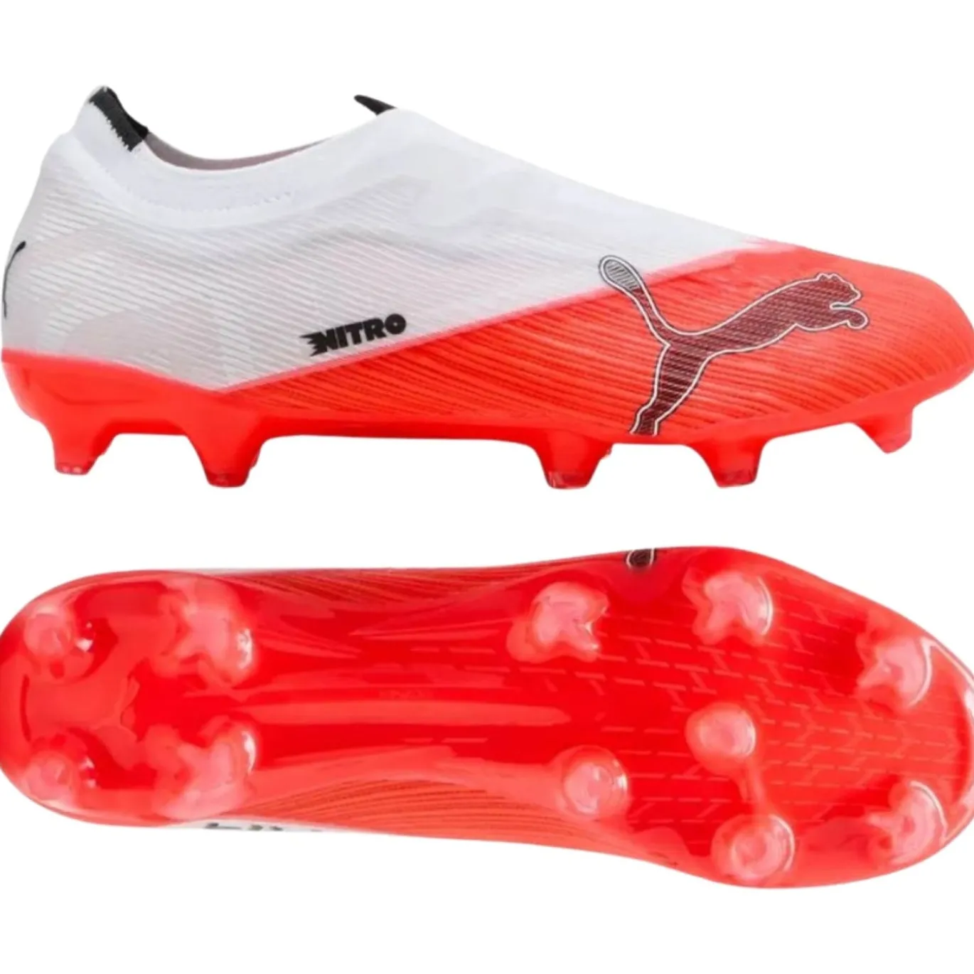 PUMA Ultra Nitro 7 Match Veterloze Gras / Kunstgras Voetbalschoenen (MG) Wit Felrood Zwart