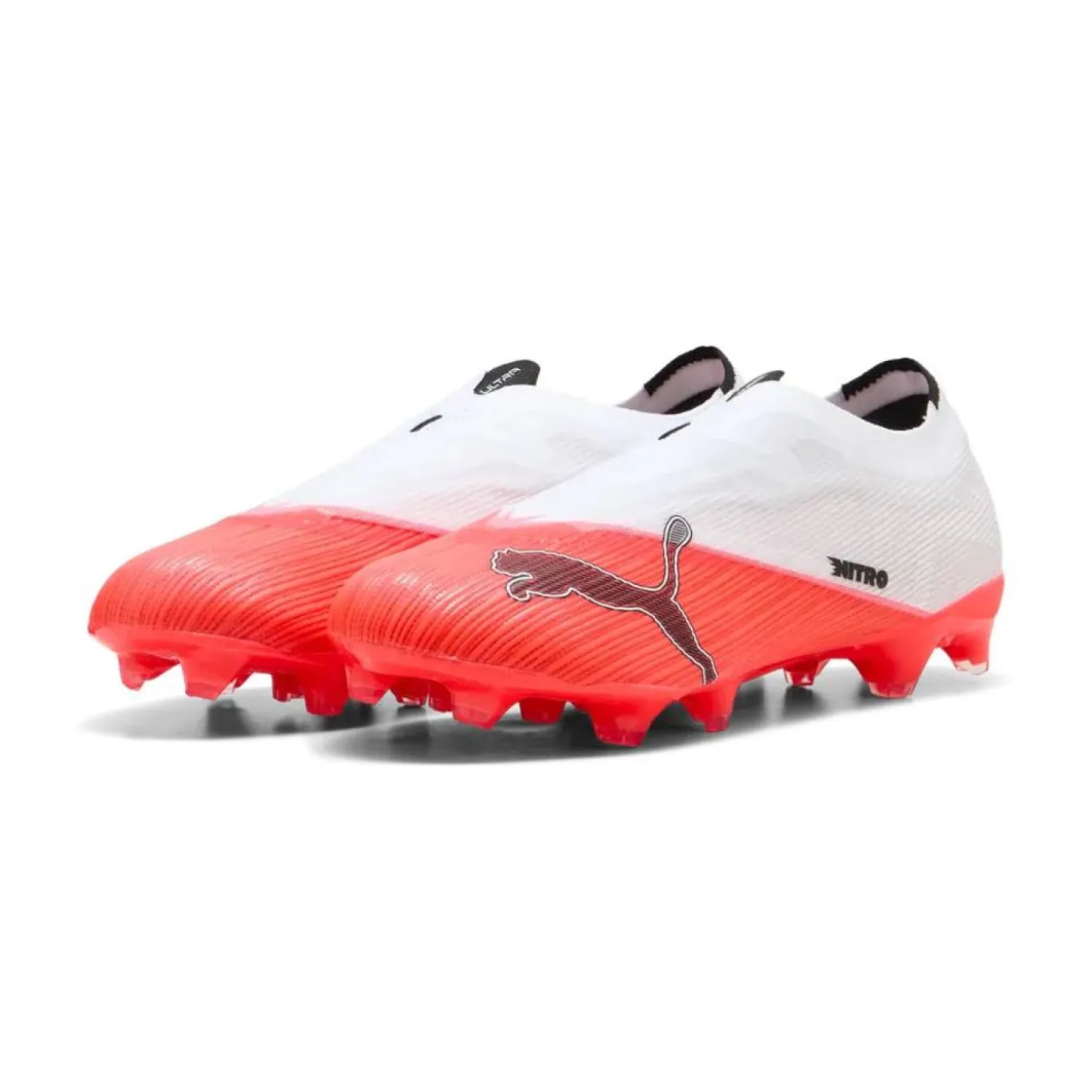 PUMA Ultra Nitro 7 Match Veterloze Gras / Kunstgras Voetbalschoenen (MG) Wit Felrood Zwart
