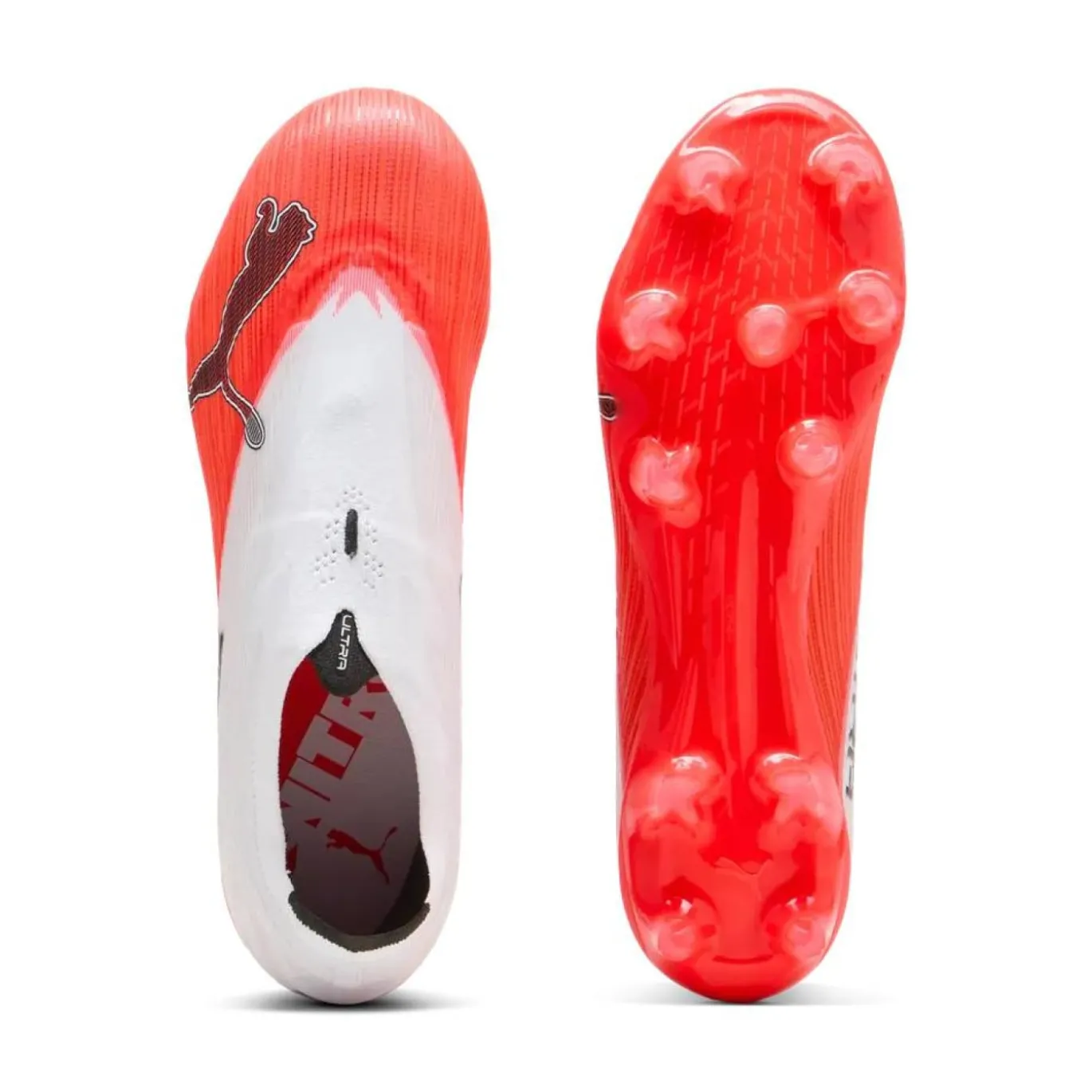 PUMA Ultra Nitro 7 Match Veterloze Gras / Kunstgras Voetbalschoenen (MG) Wit Felrood Zwart