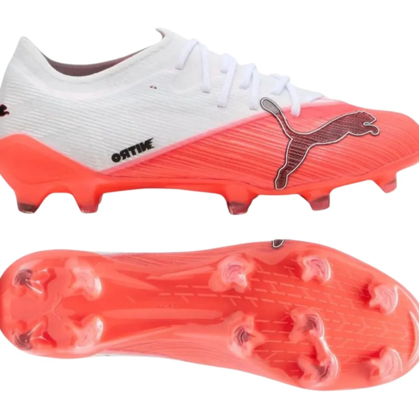 PUMA Ultra Nitro 7 Pro Gras Voetbalschoenen (FG) Wit Felrood Zwart