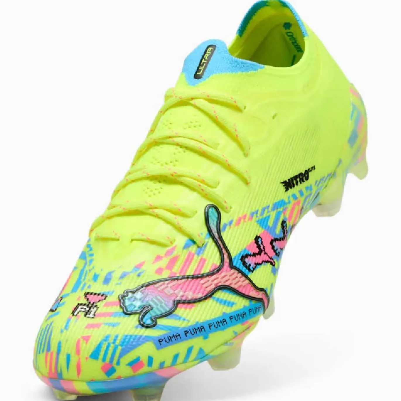 PUMA Ultra Nitro 7 Ultimate ADV Gras Voetbalschoenen (FG) Neongroen Felblauw Felroze
