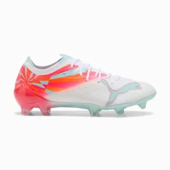 PUMA Ultra Nitro 7 Ultimate Brilliance Gras Voetbalschoenen (FG) Dames Wit Feloranje Roze Lichtblauw