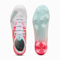 PUMA Ultra Nitro 7 Ultimate Brilliance Gras Voetbalschoenen (FG) Dames Wit Feloranje Roze Lichtblauw