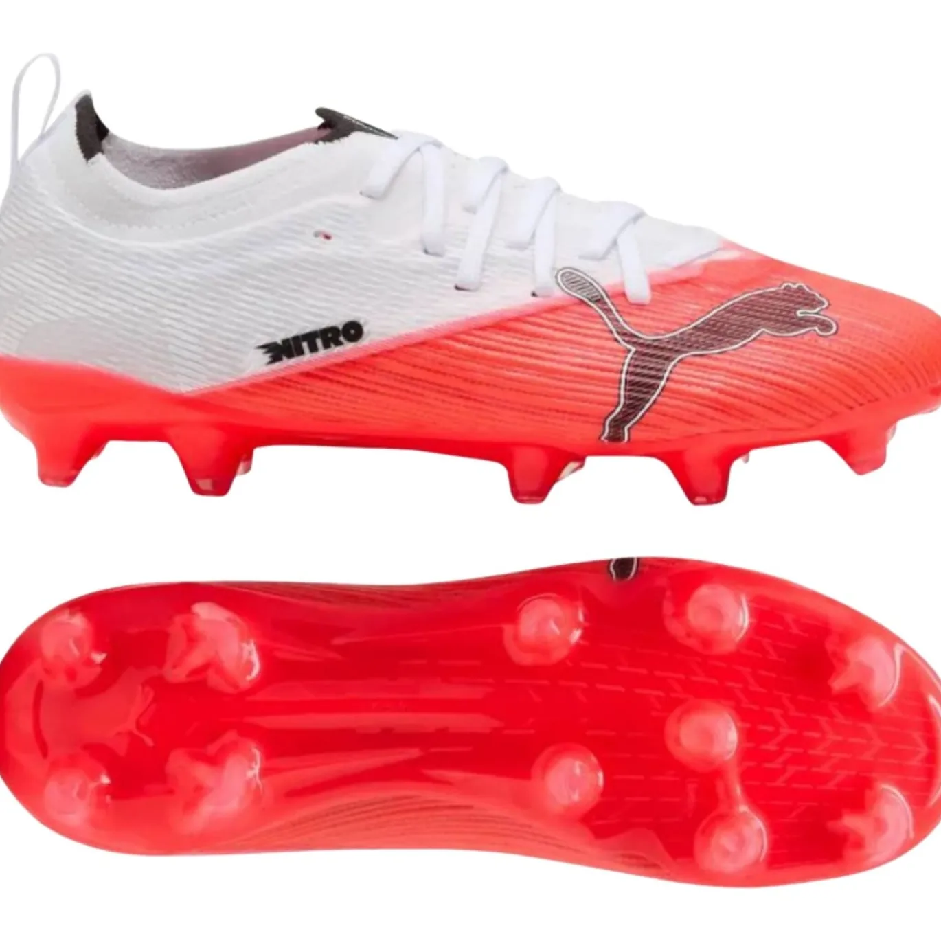 PUMA Ultra Nitro 7 Ultimate Gras / Kunstgras Voetbalschoenen (MG) Kids Wit Felrood Zwart