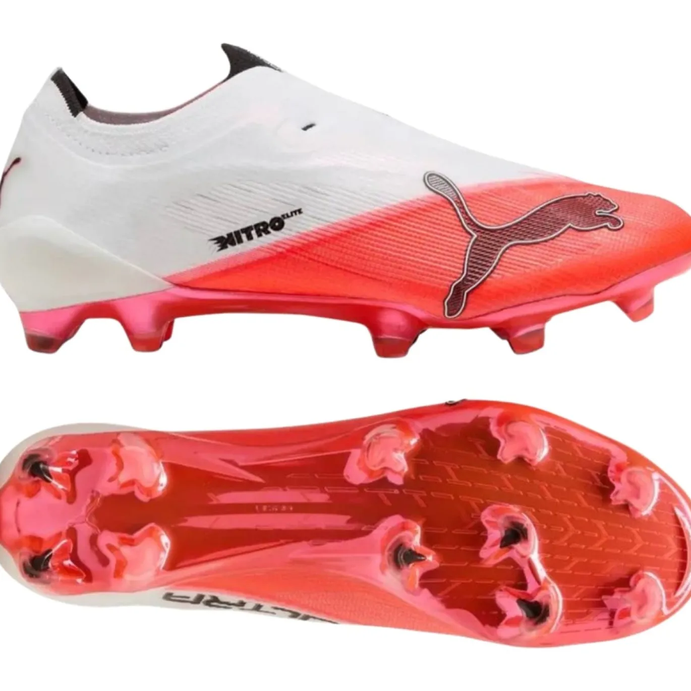PUMA Ultra Nitro 7 Ultimate Veterloze Gras Voetbalschoenen (FG) Wit Felrood Zwart