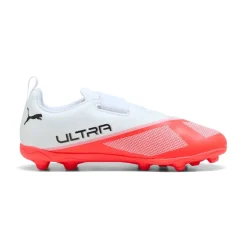 PUMA Ultra 7 Play Velcro Gras / Kunstgras Voetbalschoenen (MG) Kids Wit Felrood Zwart
