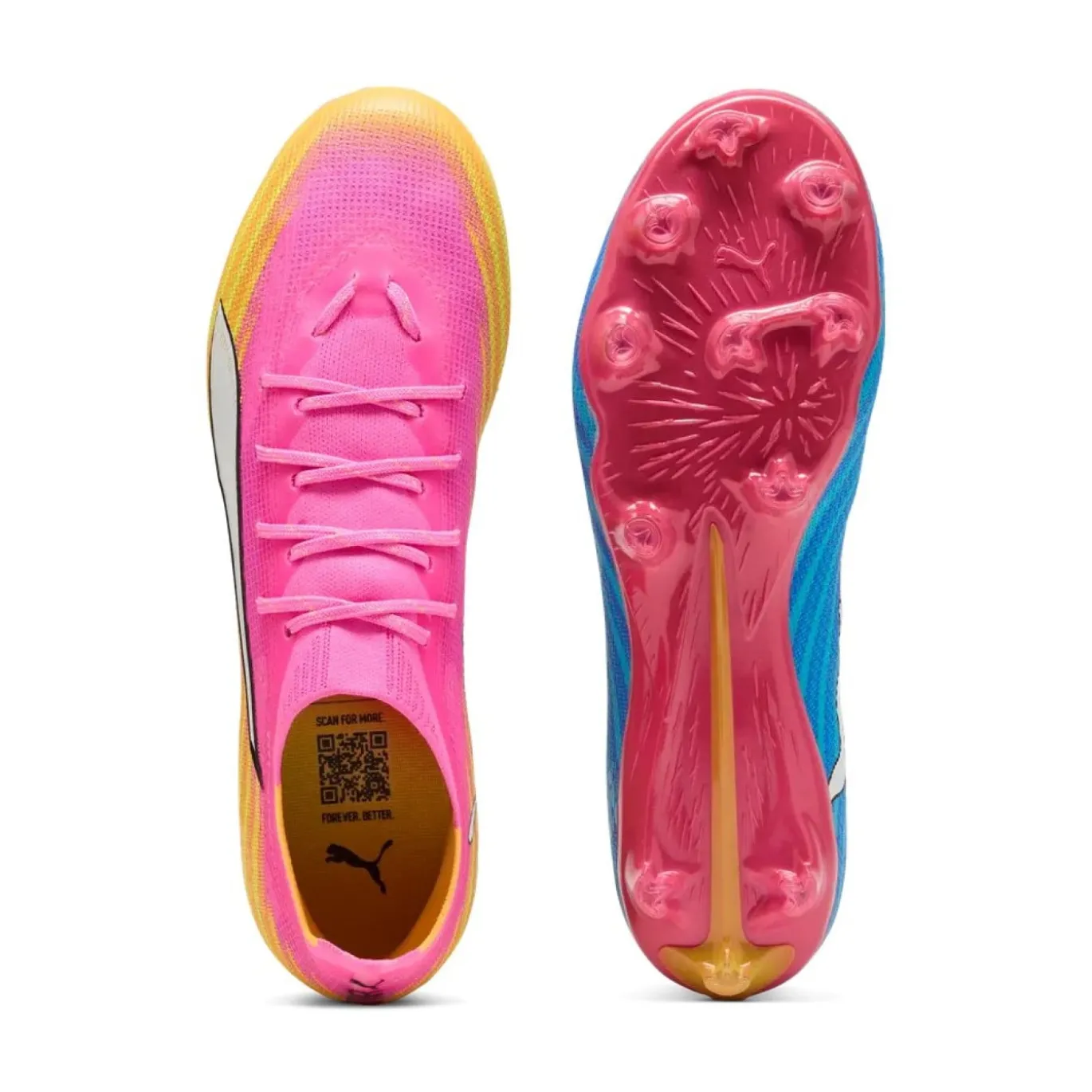 PUMA Ultra 6 Pro Gras / Kunstgras Voetbalschoenen (MG) Felroze Blauw Geel