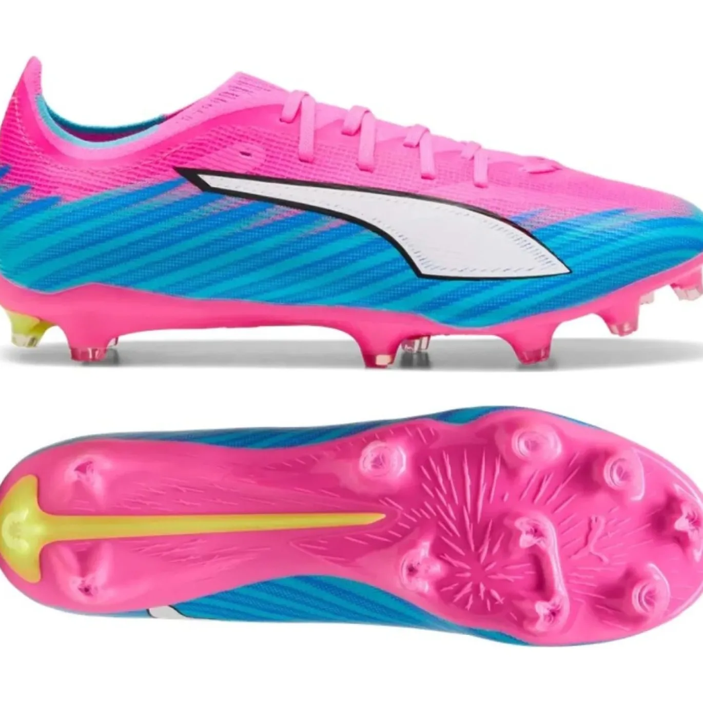 PUMA Ultra 6 Pro Gras / Kunstgras Voetbalschoenen (MG) Felroze Blauw Geel