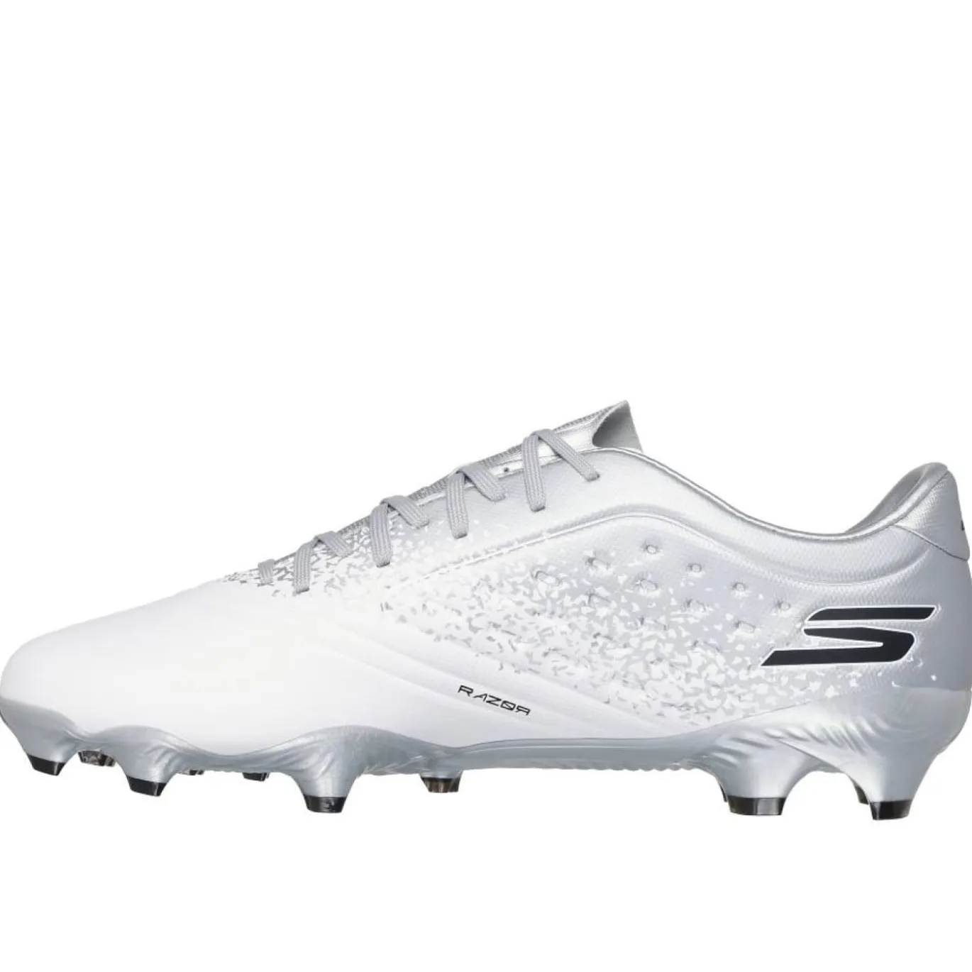 Skechers Razor 1.5 Academy Gras Voetbalschoenen (FG) Wit Zilver Zwart