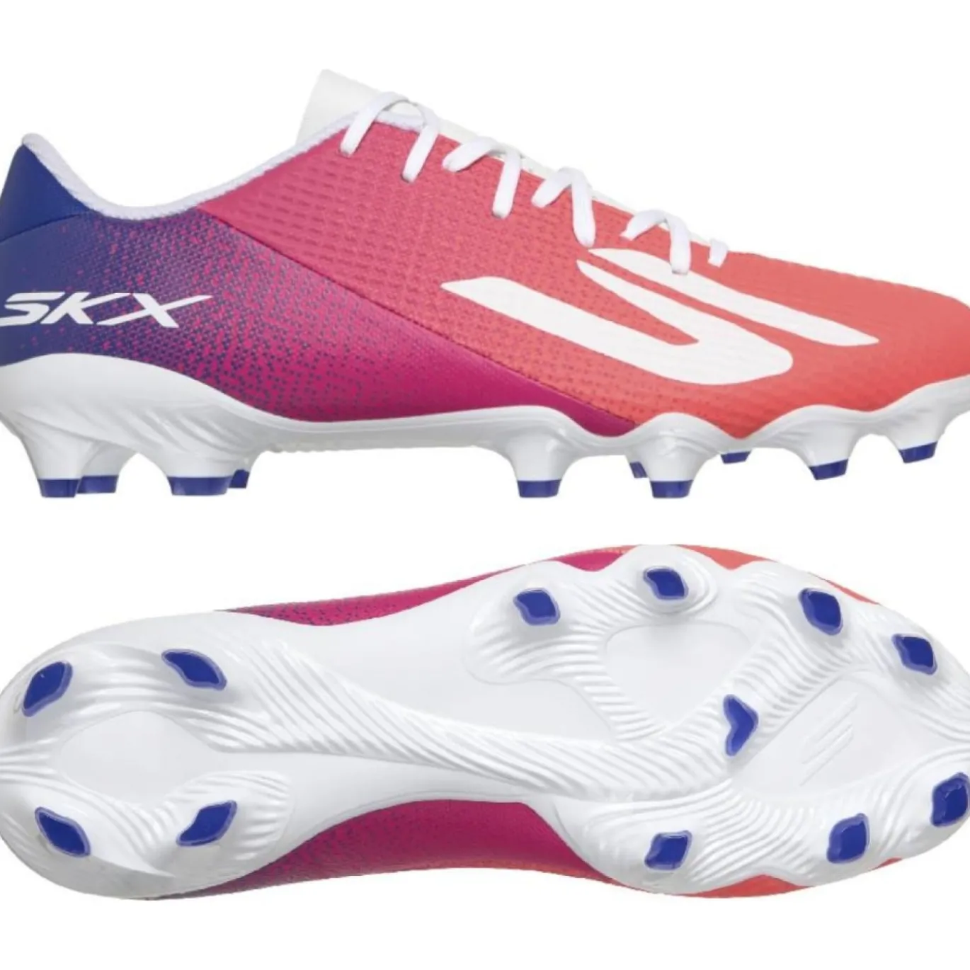 Skechers SKX_2 Academy Low Gras Voetbalschoenen (FG) Wit Felrood Blauw Roze
