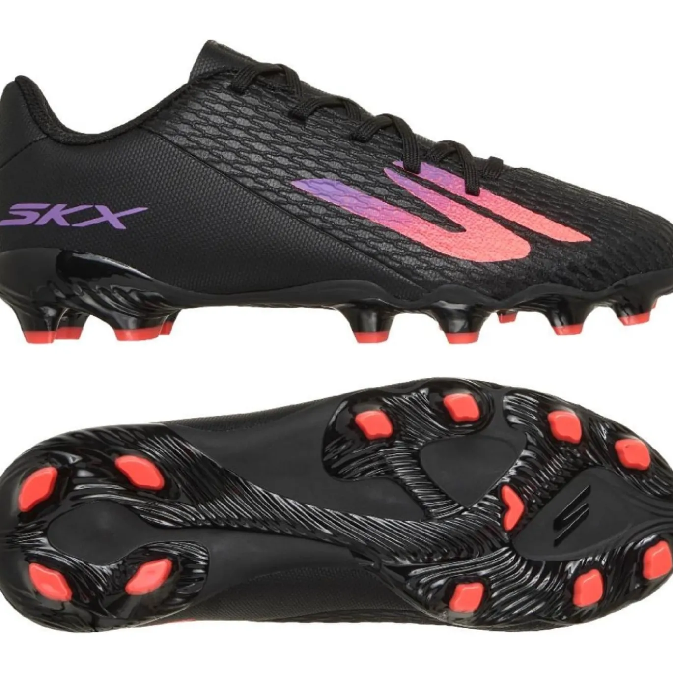 Skechers SKX_2 Gras / Kunstgras Voetbalschoenen (MG) Kids Zwart Paars Neon