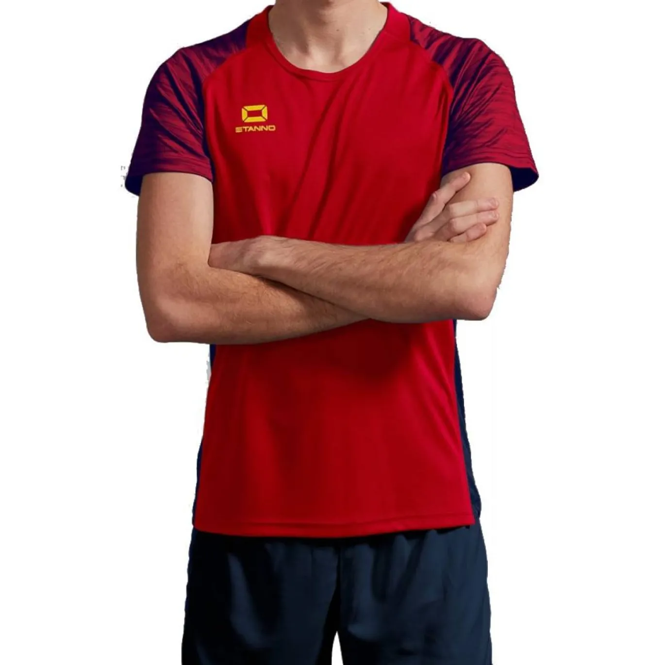 Stanno Bolt Voetbalshirt Rood Donkerblauw
