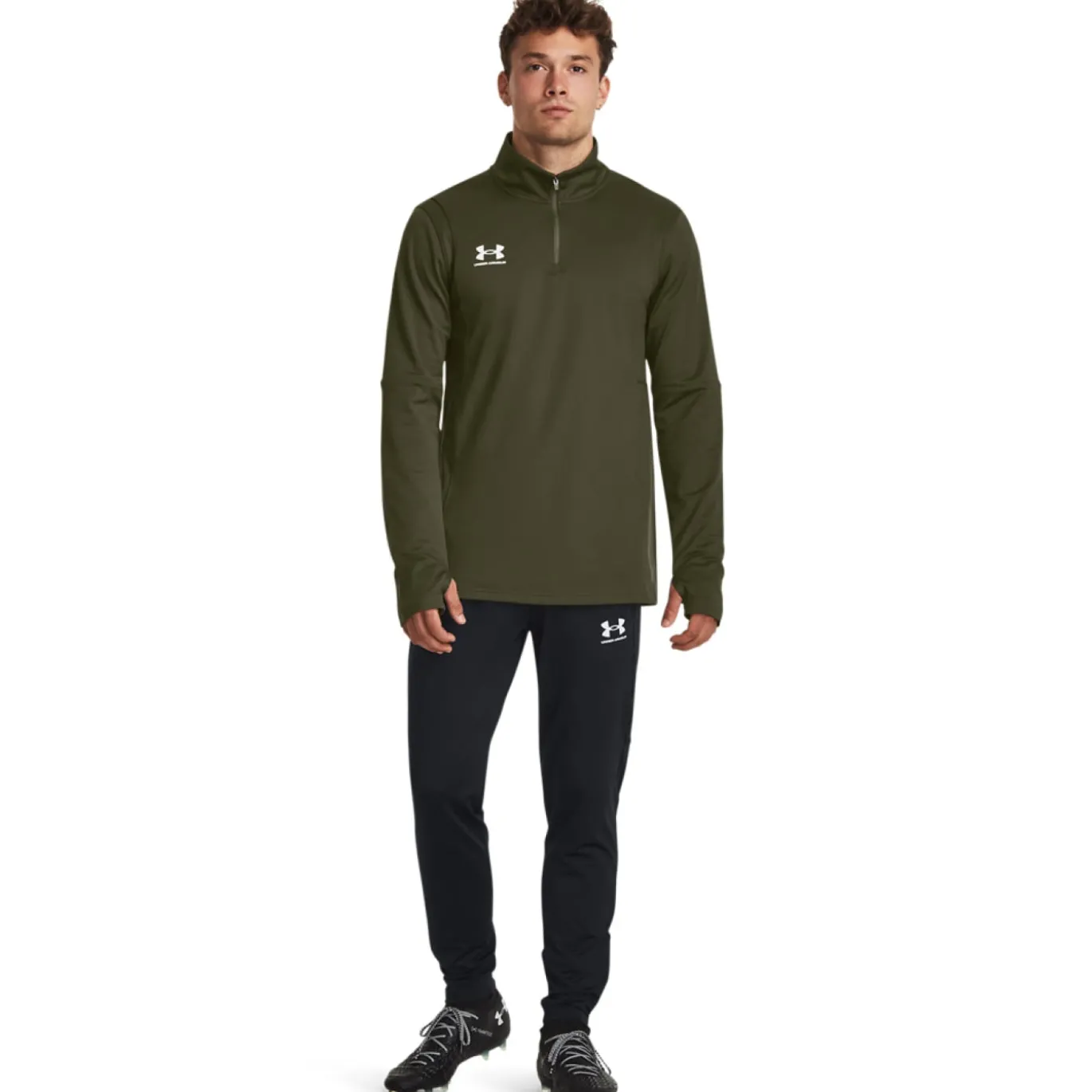 Under Armour Challenger Trainingstrui 1/4-Zip Olijfgroen Wit